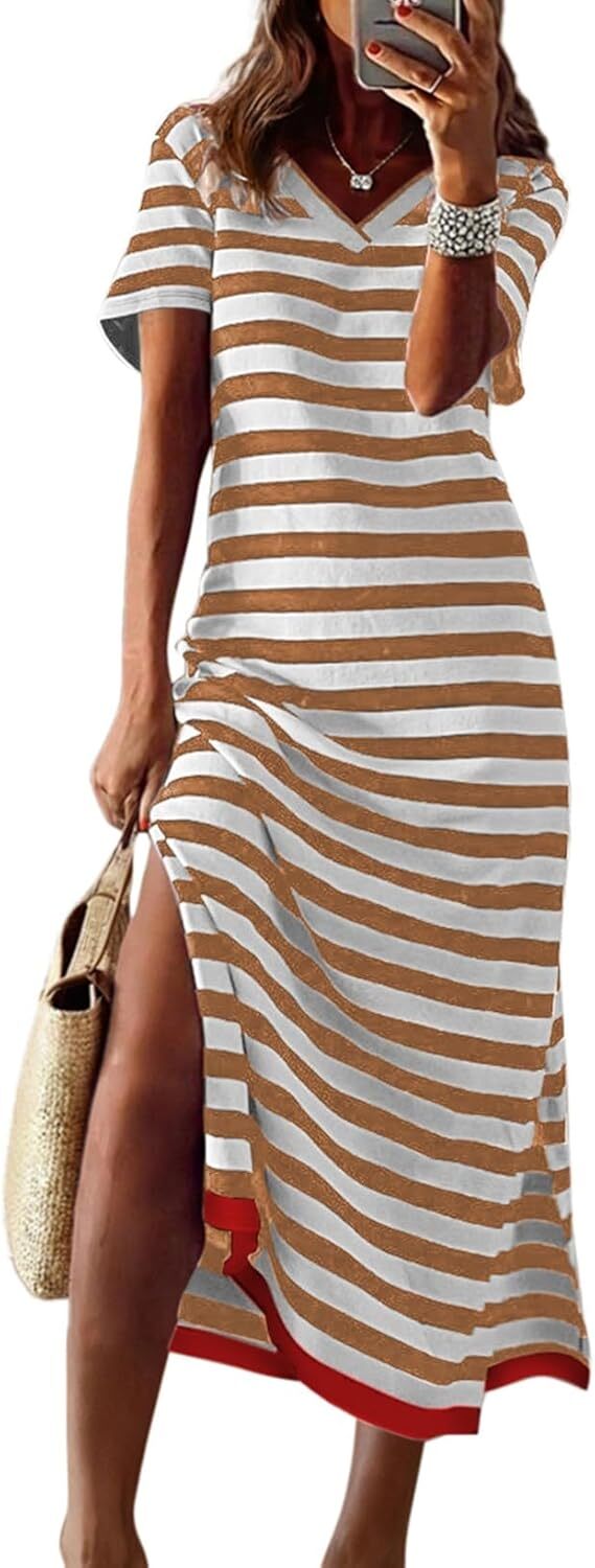 Women’s Summer Casual Short Sleeve Maxi T-Shirt Dress – Fashion Loose Fit