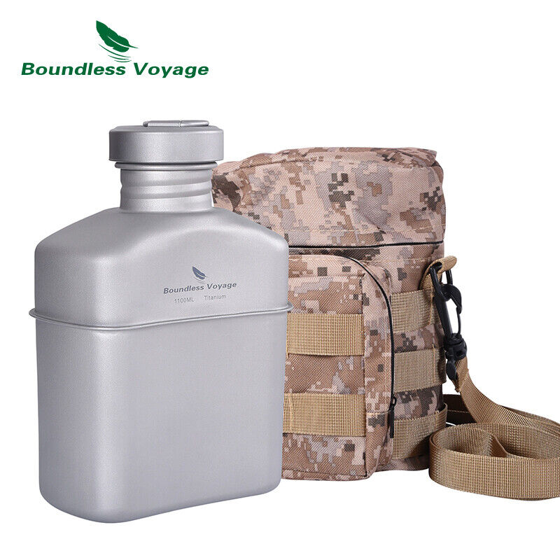 Outdoor Camping Titanium Military Canteen Cup Cooking Kit Water Bottle Mess Tin - Picture 22 of 24