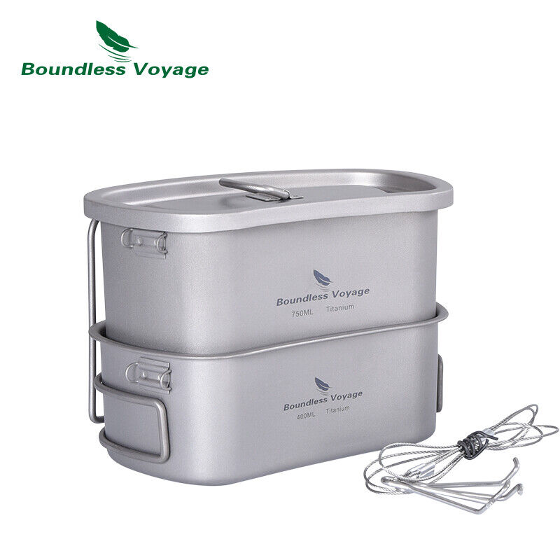 Outdoor Camping Titanium Military Canteen Cup Cooking Kit Water Bottle Mess Tin - Picture 23 of 24