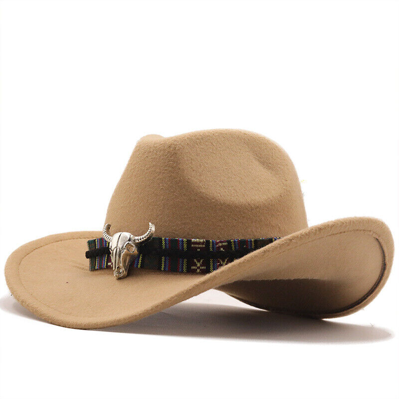 Womens Mens Hat Cowgirl Cowboy Wild West Hats Western Headwear Wide Brim Cap UK - Picture 31 of 31
