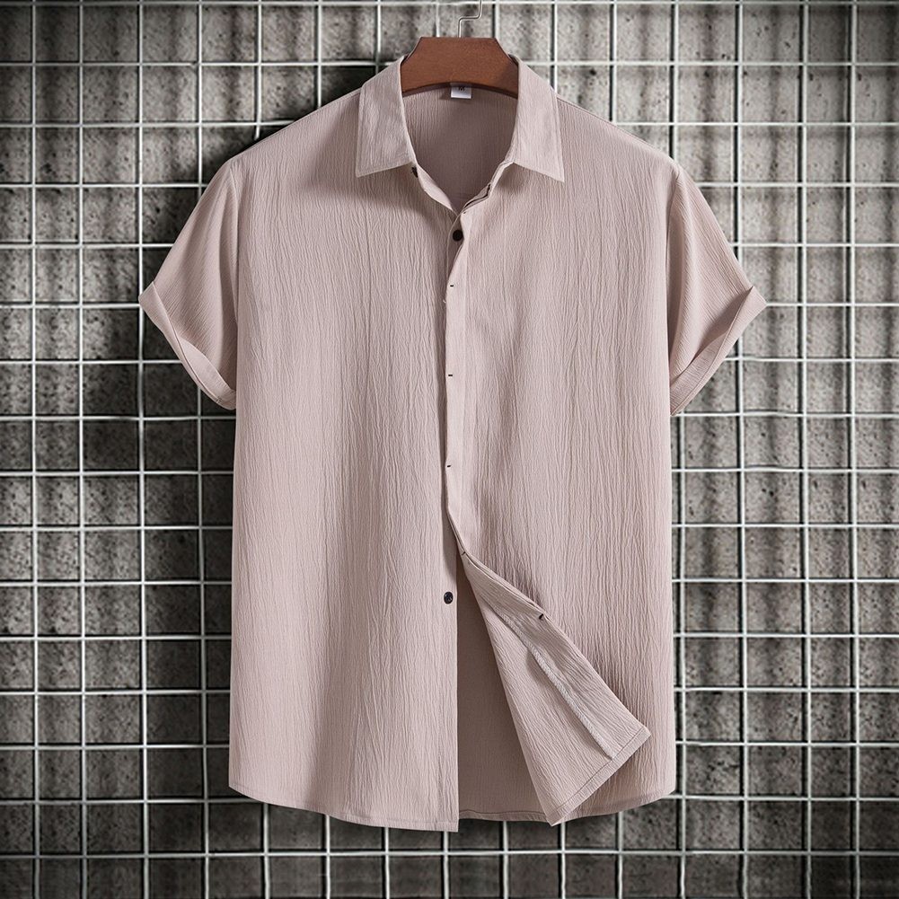 Summer Button Short Sleeve Shirt for Men Loose Fit Hawaiian Beach Tops - Picture 8 of 47