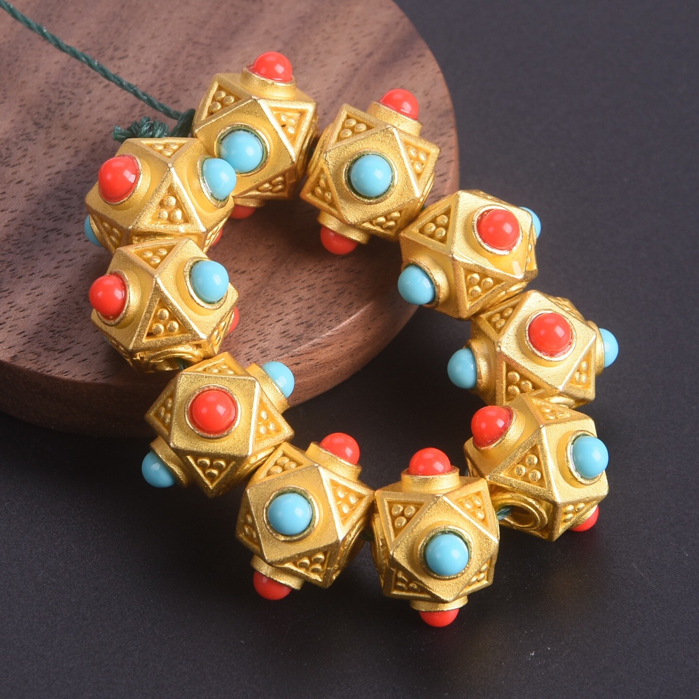 Lote de 5 cuentas sueltas de metal de aleación de 11 mm ~ 18 mm color dorado mate para hacer joyas - Imagen 10 de 10
