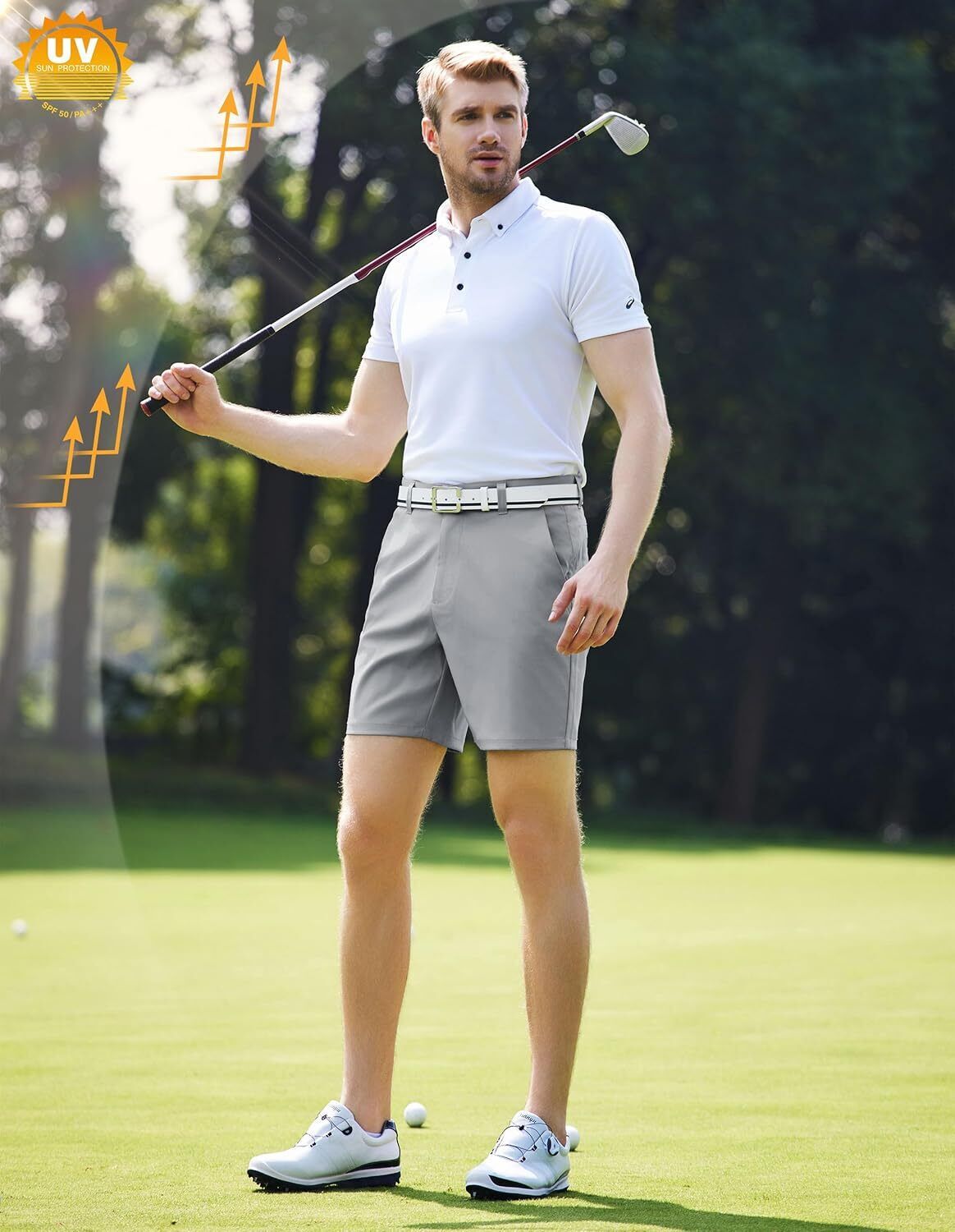 Men's Golf Shorts Flat Front Lightweight Quick Dry Pockets Daily Dress 7'' Pants - Picture 33 of 48