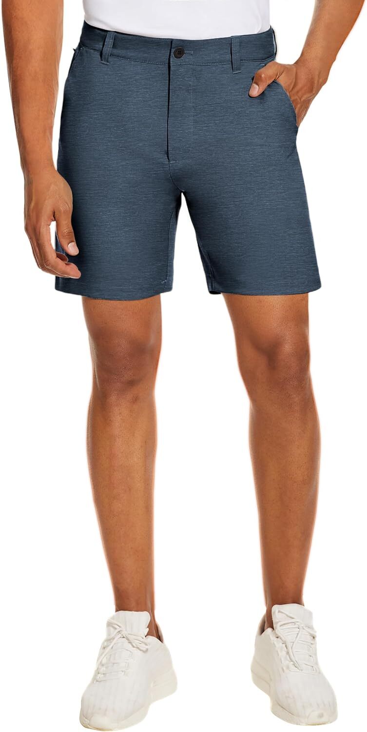 Men's Golf Shorts Flat Front Lightweight Quick Dry Pockets Daily Dress 7'' Pants - Picture 36 of 48