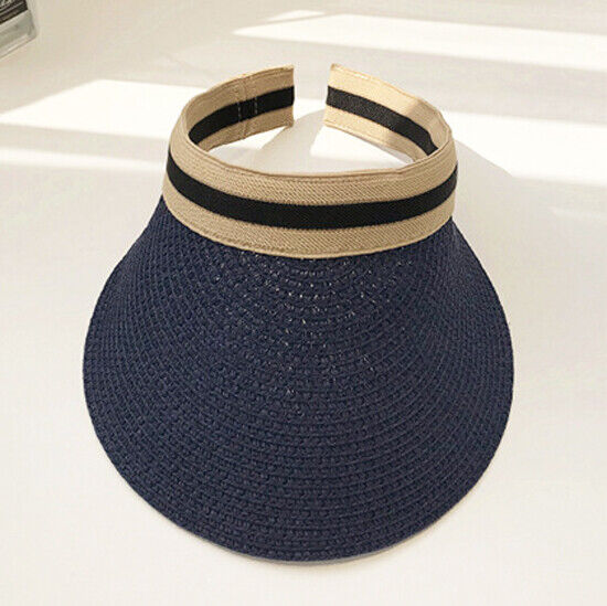 Ladies Women Summer Sun Visor Beach Hat Long Brim Straw Tennis Cap Festival