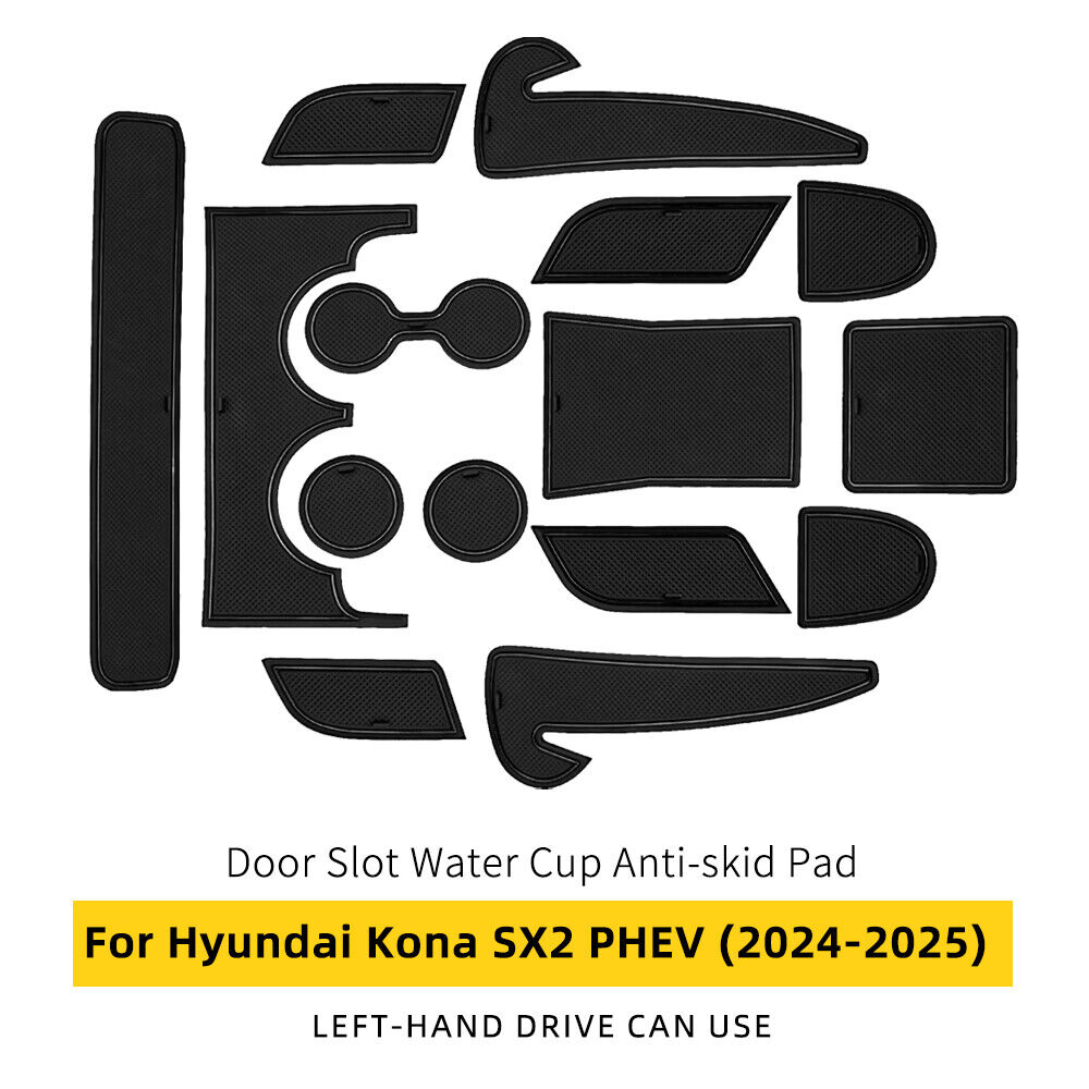 For Hyundai Kona SX2 Hybird PHEV 2024-25 Latex Car Door Groove Mat Auto Interior - Picture 15 of 24