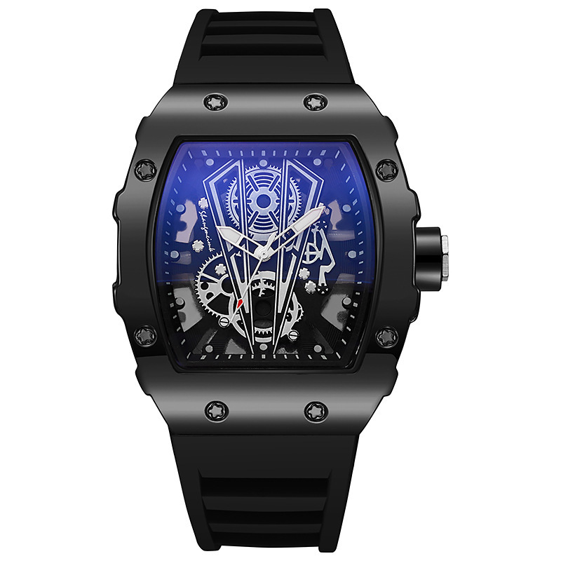 Men's Skeleton Sport Watch Luxury Quartz Waterproof Shockproof Rubber Strap