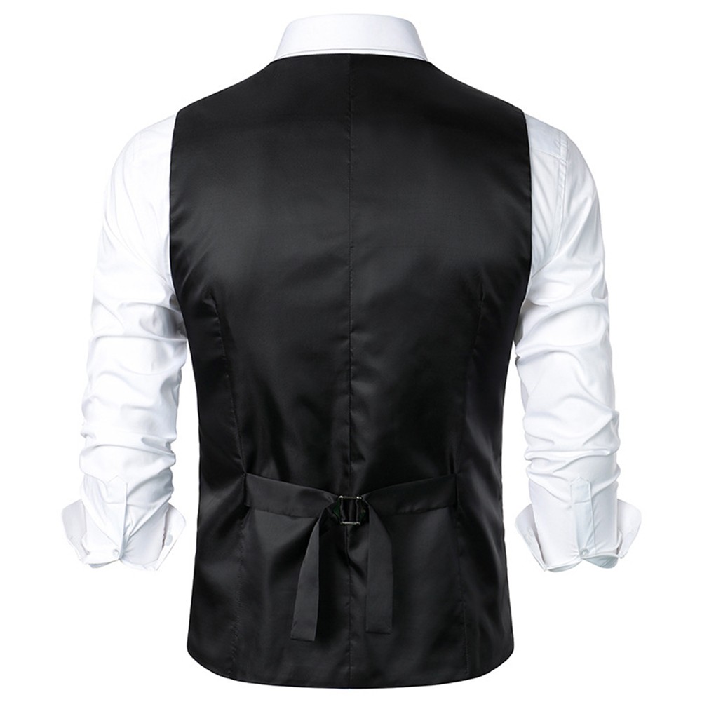 Gilet uomo classico tweed spina di pesce retrò vintage formale bottoni gilet - Foto 14 di 27