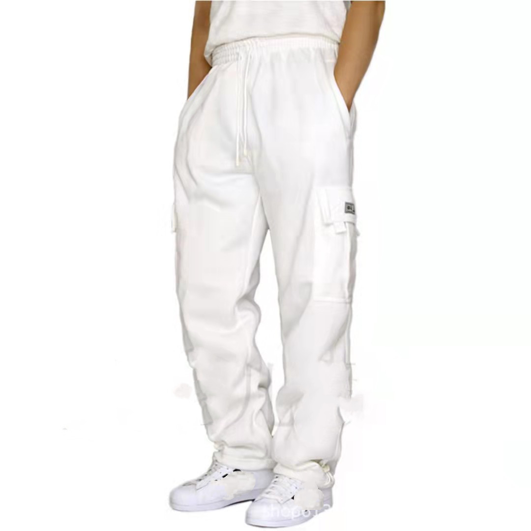 Pantalones deportivos informales de pierna recta con parte inferior abierta forrados de lana sintética para hombre - Imagen 18 de 28