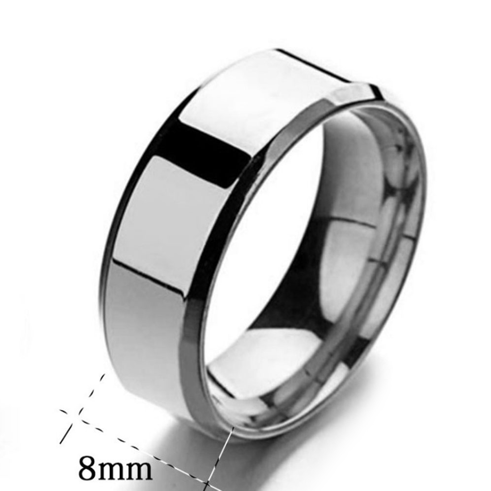 8mm Mirror Stainless Steel Ring Vintage Wedding Band For Men Women Couple