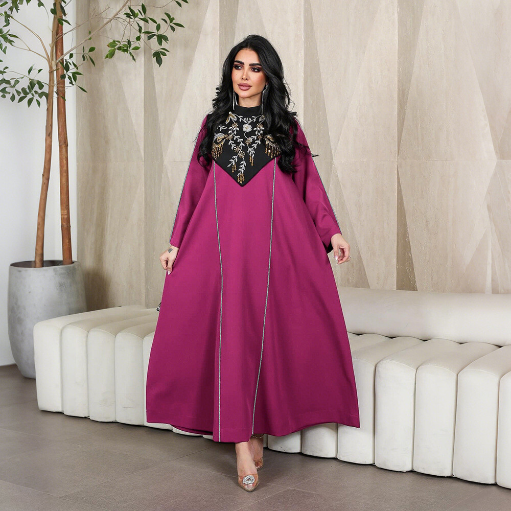 Muslim Long Dress for Women Abaya Kaftan Dubai Rhinestone Arab Robe Morocco Gown - Bild 20 von 20