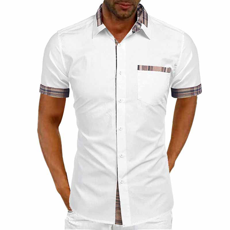 Men's short sleeve shirt plain color summer casual shirt with turn-down collar - Picture 17 of 41