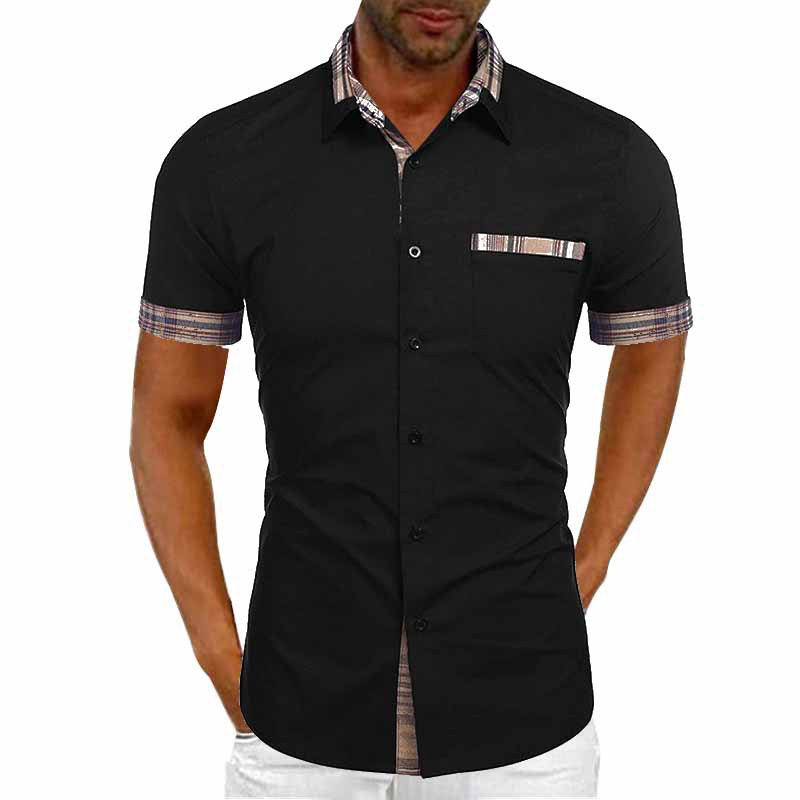 Men's short sleeve shirt plain color summer casual shirt with turn-down collar - Picture 36 of 41