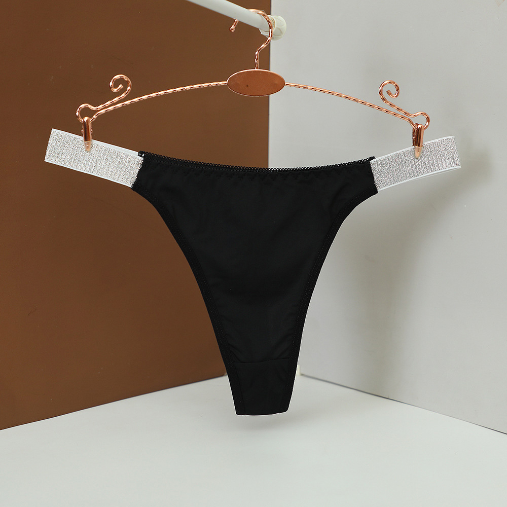 Ladies Thong Underwear With Glitter Waistband For Low Waistband And Plain Design - Picture 35 of 41