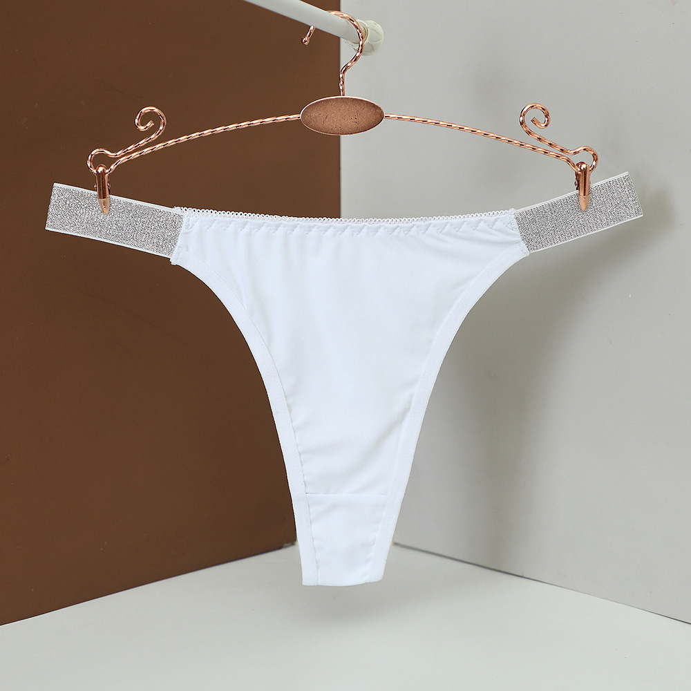 Ladies Thong Underwear With Glitter Waistband For Low Waistband And Plain Design - Picture 38 of 41
