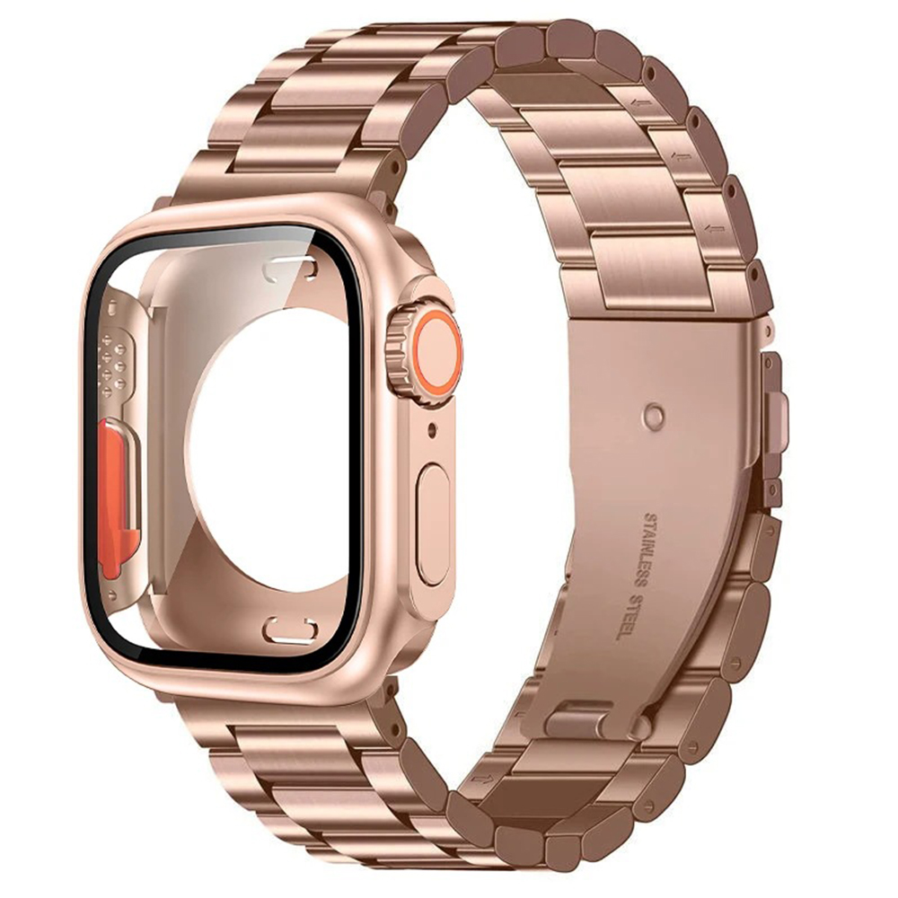Bracelet En Acier Inoxydable Et Coque PC Pour Apple Watch Series 7/8/9 45mm 44mm - Zdjęcie 18 z 33