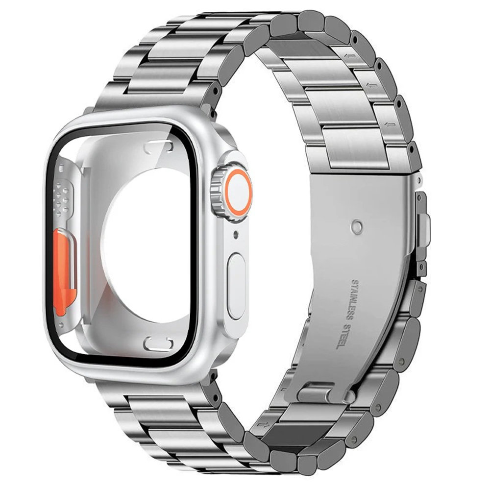 Bracelet En Acier Inoxydable Et Coque PC Pour Apple Watch Series 7/8/9 45mm 44mm - Zdjęcie 25 z 33
