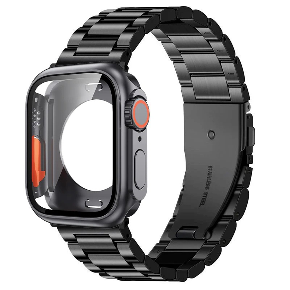 Bracelet En Acier Inoxydable Et Coque PC Pour Apple Watch Series 7/8/9 45mm 44mm - Zdjęcie 29 z 33