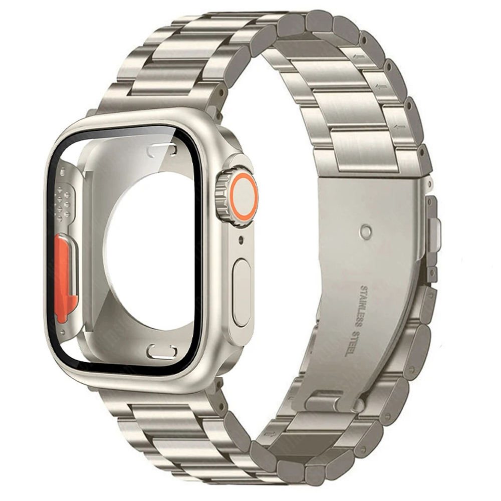 Bracelet En Acier Inoxydable Et Coque PC Pour Apple Watch Series 7/8/9 45mm 44mm - Zdjęcie 31 z 33