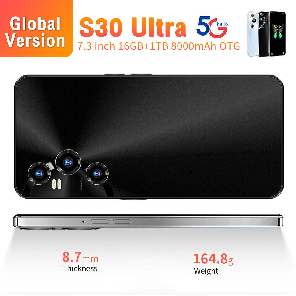 A+S30 Ultra 5G 7.3" 16GB+1TB Factory Unlocked Android 13 Smartphone New Sealed - Afbeelding 25 van 26