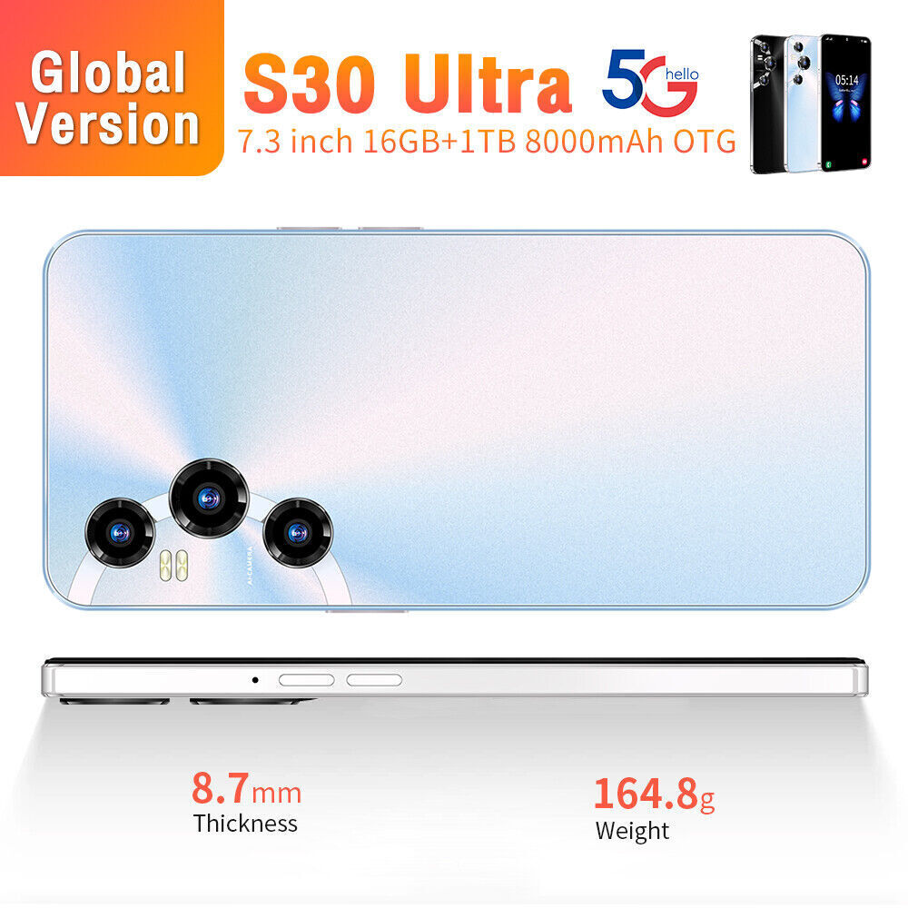 A+S30 Ultra 5G 7.3" 16GB+1TB Factory Unlocked Android 13 Smartphone New Sealed - Afbeelding 26 van 26
