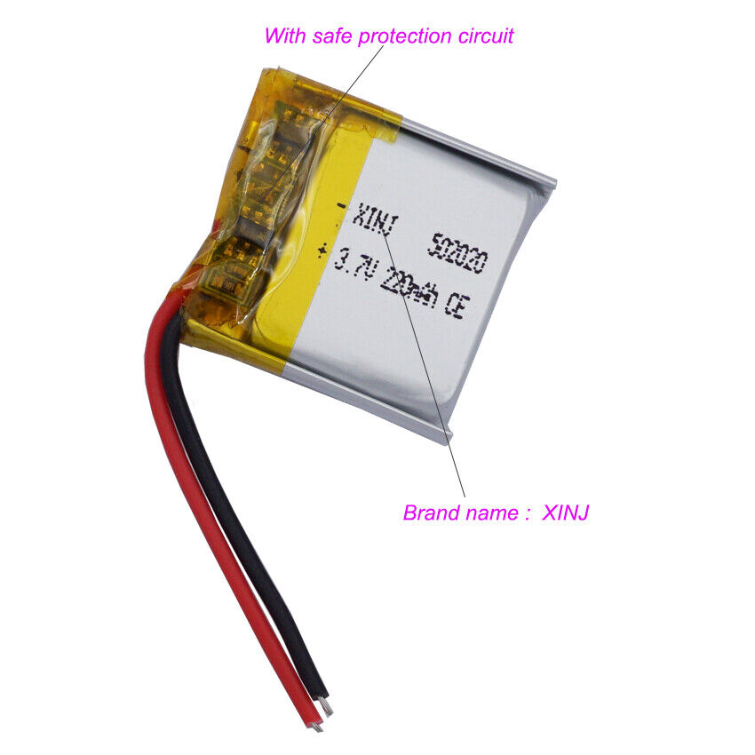 Batería Li 3.7V 220mAh 0.814Wh 502020 JST 2Pin Conector Para Mouse GPS - Imagen 16 de 21