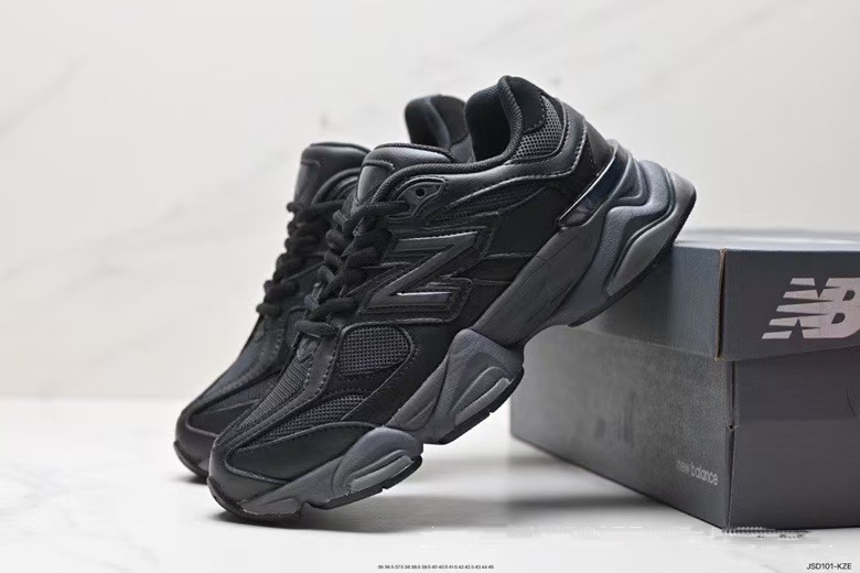 New Balance 9060 Leather Black Men Running Shoe Comfort Sneaker