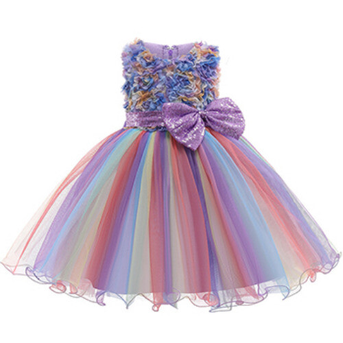 Girls Dress Rainbow Birthday Party Dance Costume Princess Dress Kids Clothes New - Picture 15 of 17