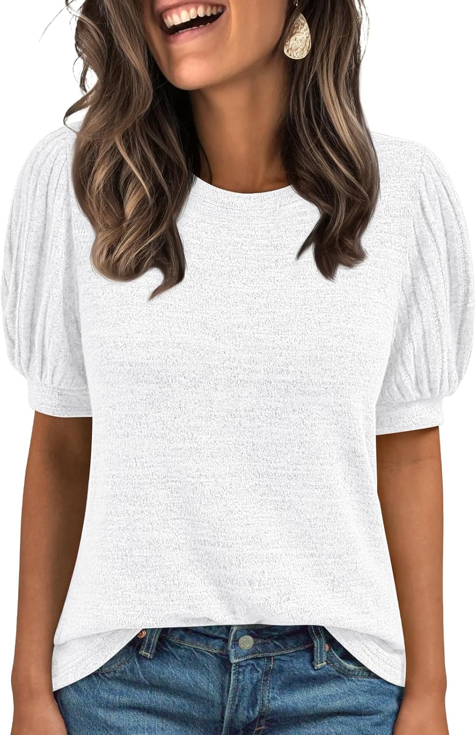 Women's 2025 Summer Dressy Casual Short Sleeve Blouses Cute Trendy Business Tops - Picture 13 of 52