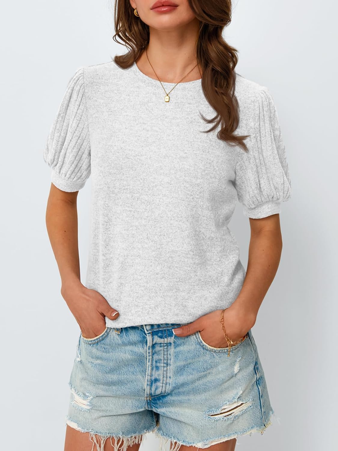 Women's 2025 Summer Dressy Casual Short Sleeve Blouses Cute Trendy Business Tops - Picture 14 of 52