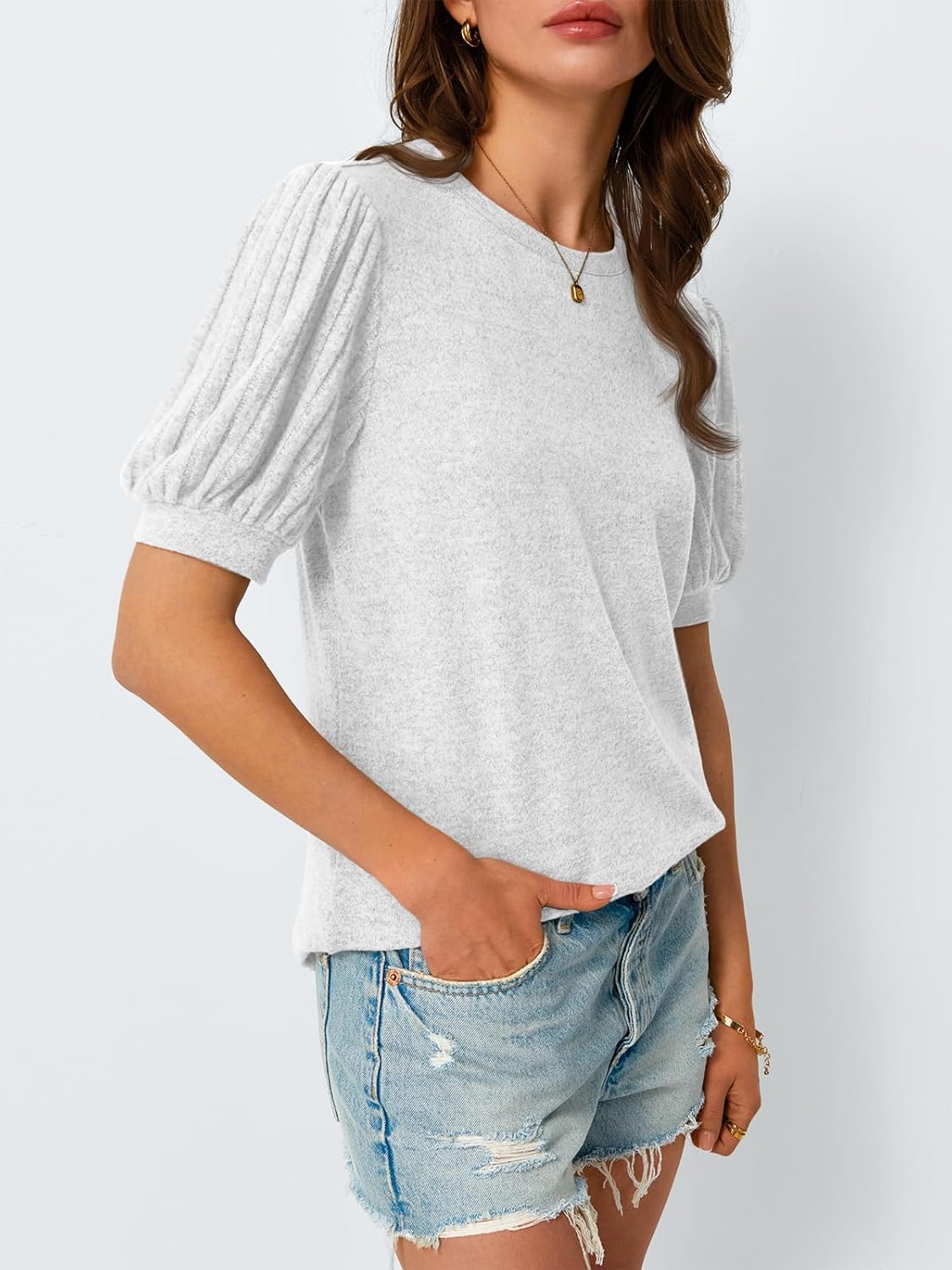 Women's 2025 Summer Dressy Casual Short Sleeve Blouses Cute Trendy Business Tops - Picture 15 of 52