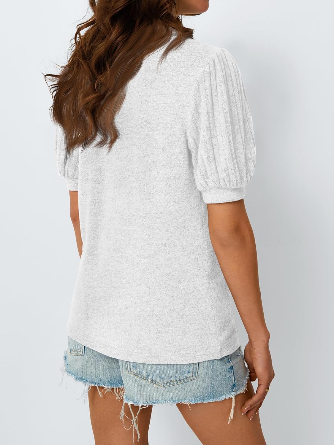 Women's 2025 Summer Dressy Casual Short Sleeve Blouses Cute Trendy Business Tops - Picture 16 of 52