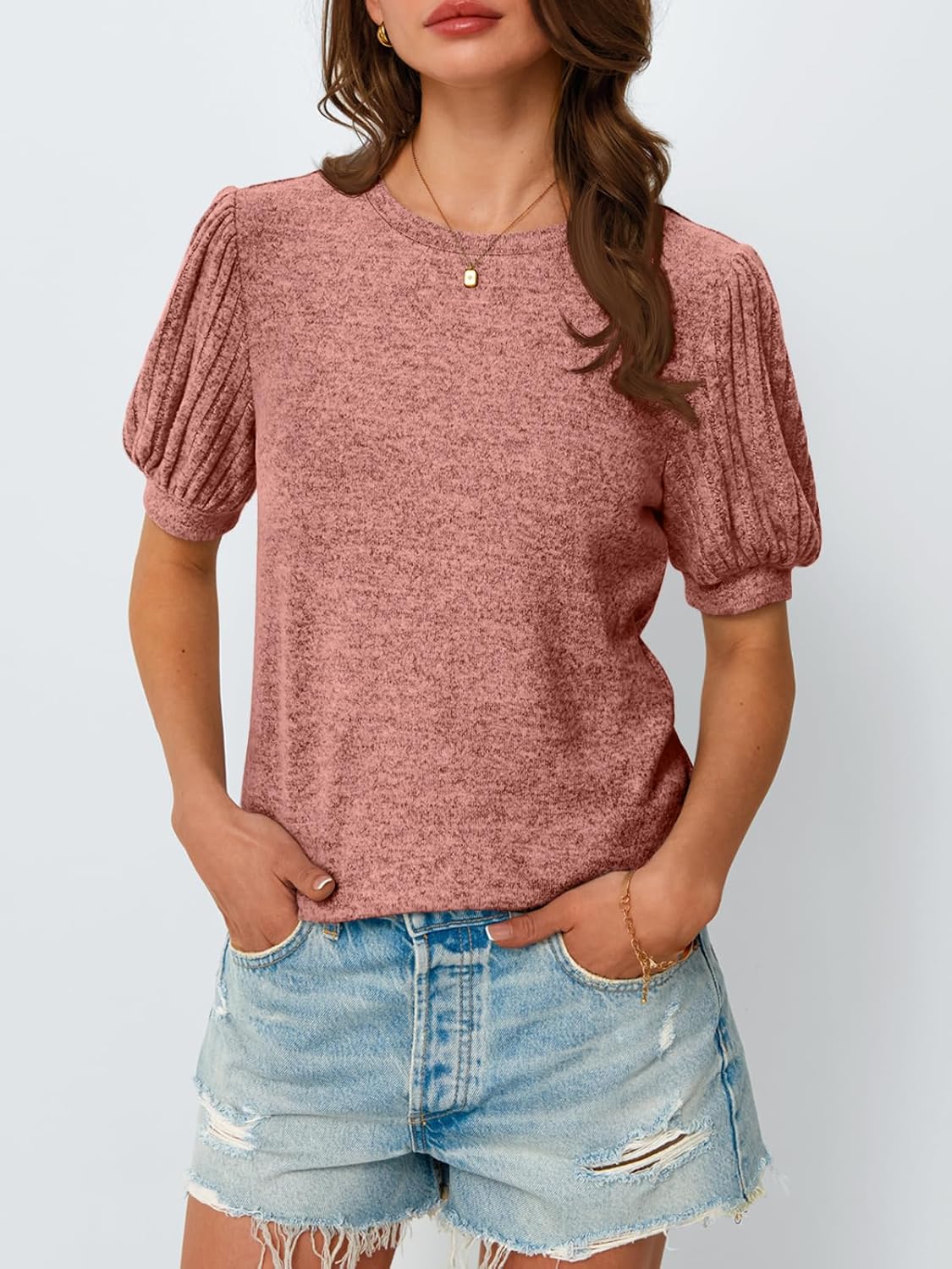 Women's 2025 Summer Dressy Casual Short Sleeve Blouses Cute Trendy Business Tops - Picture 19 of 52