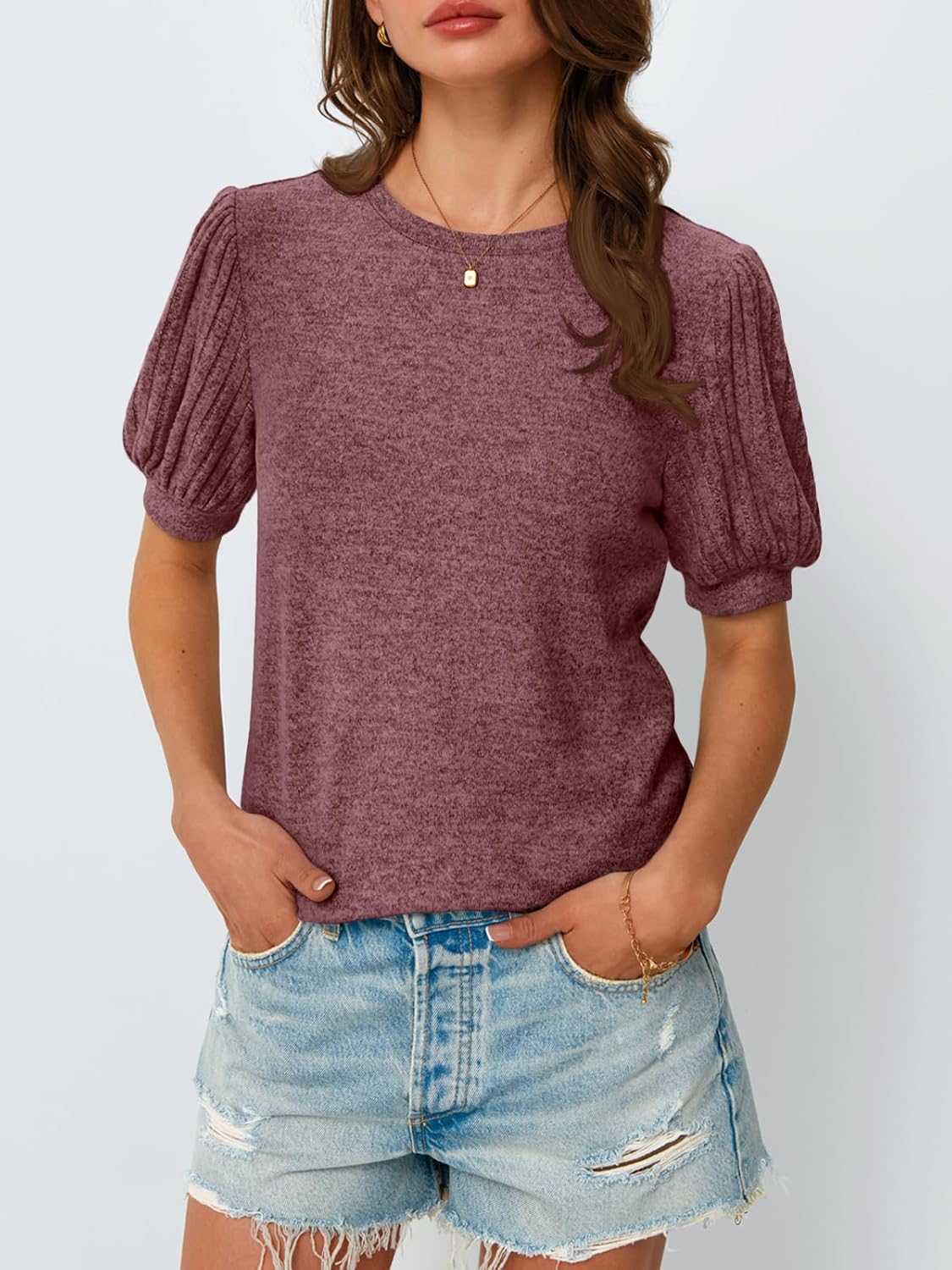 Women's 2025 Summer Dressy Casual Short Sleeve Blouses Cute Trendy Business Tops - Picture 29 of 52