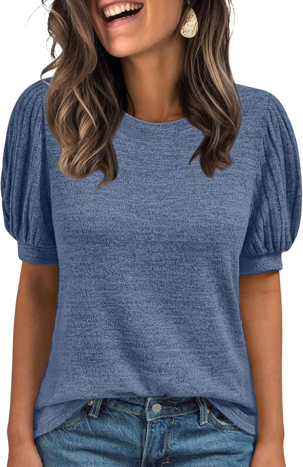 Women's 2025 Summer Dressy Casual Short Sleeve Blouses Cute Trendy Business Tops - Picture 33 of 52