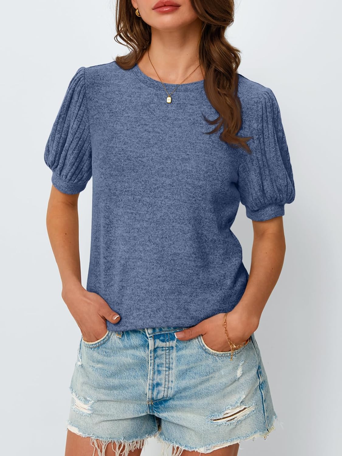 Women's 2025 Summer Dressy Casual Short Sleeve Blouses Cute Trendy Business Tops - Picture 34 of 52