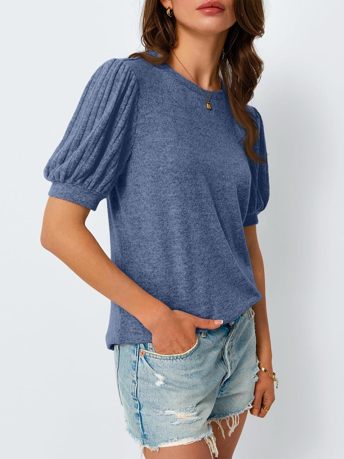 Women's 2025 Summer Dressy Casual Short Sleeve Blouses Cute Trendy Business Tops - Picture 35 of 52