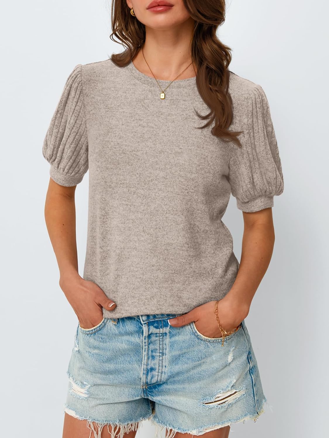 Women's 2025 Summer Dressy Casual Short Sleeve Blouses Cute Trendy Business Tops - Picture 39 of 52