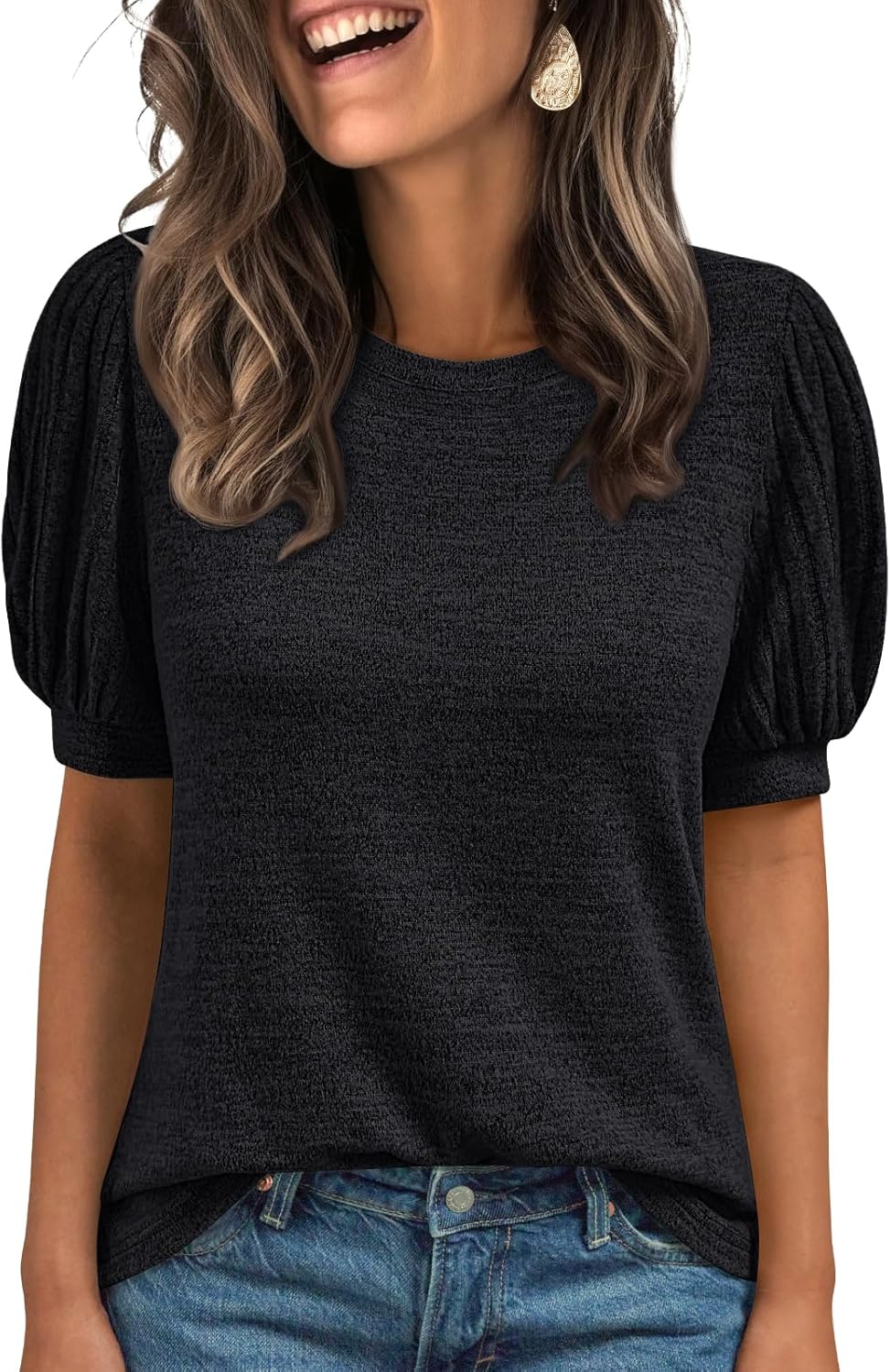 Women's 2025 Summer Dressy Casual Short Sleeve Blouses Cute Trendy Business Tops - Picture 43 of 52