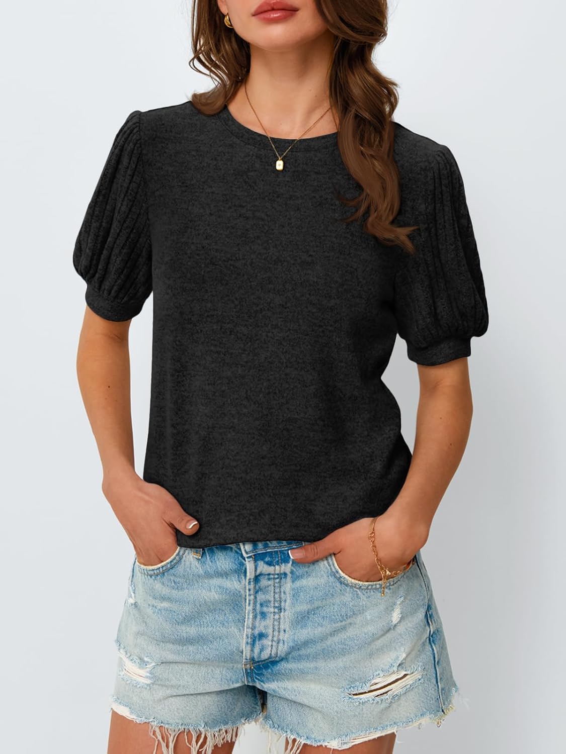 Women's 2025 Summer Dressy Casual Short Sleeve Blouses Cute Trendy Business Tops - Picture 44 of 52