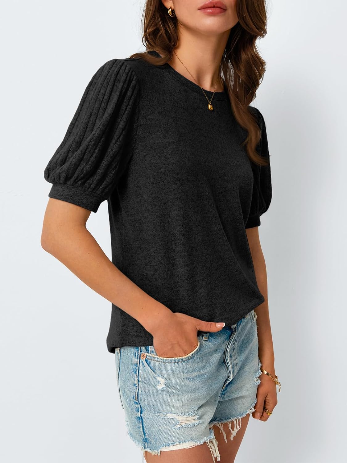 Women's 2025 Summer Dressy Casual Short Sleeve Blouses Cute Trendy Business Tops - Picture 45 of 52