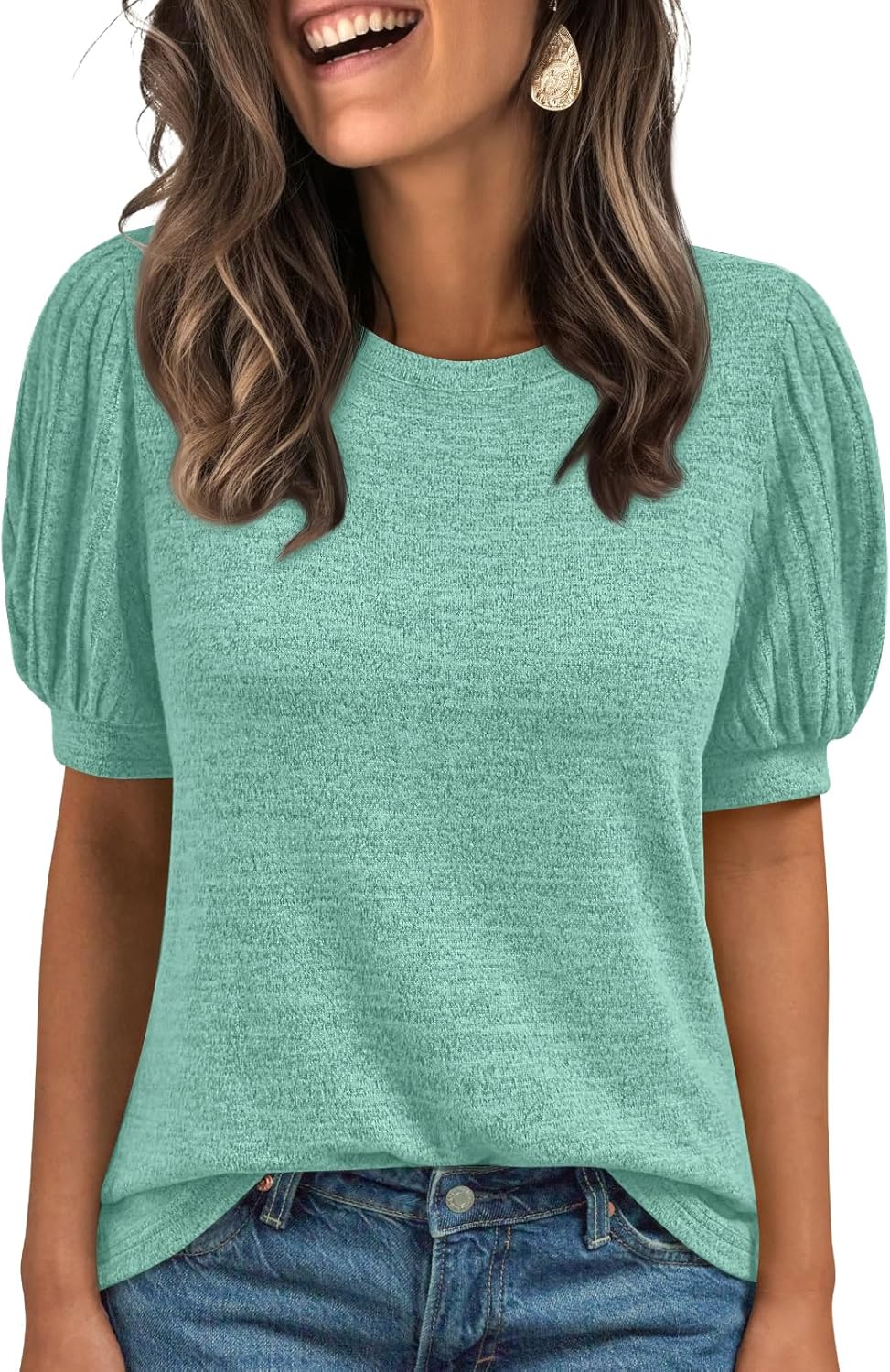 Women's 2025 Summer Dressy Casual Short Sleeve Blouses Cute Trendy Business Tops - Picture 48 of 52