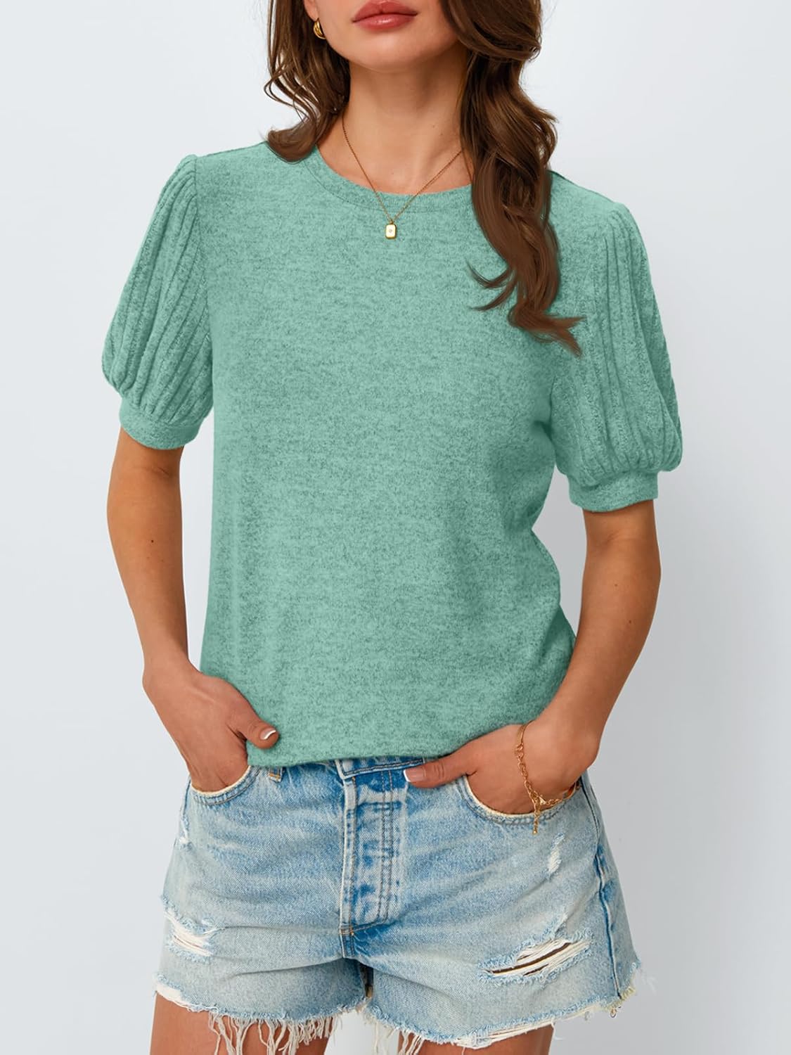 Women's 2025 Summer Dressy Casual Short Sleeve Blouses Cute Trendy Business Tops - Picture 49 of 52