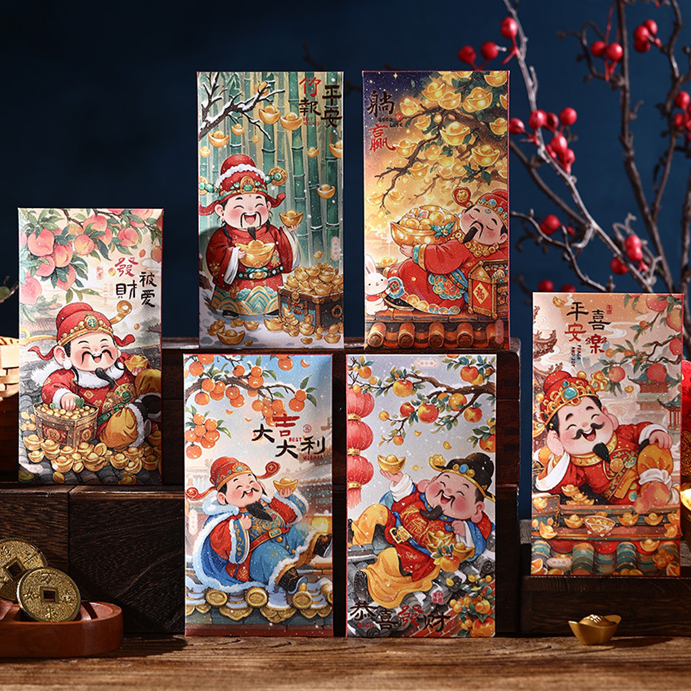 Set of 6 Rote Papier-Geldumschläge Passend Für Chinesisches Neujahr - Picture 17 of 17