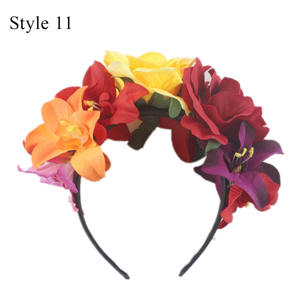 Haarreif Für Kostümpartys, Hochzeiten Und Cosplay - Polyester Blumenkranz - Picture 30 of 37