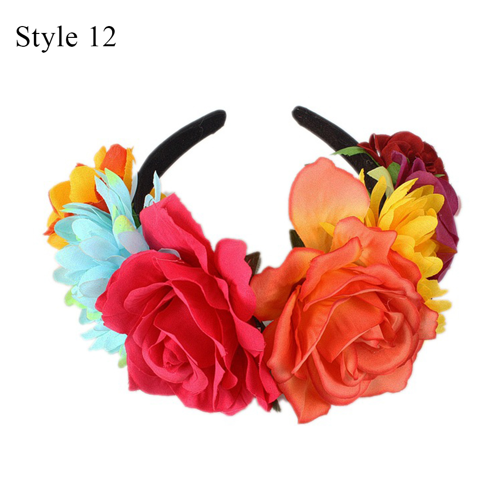 Haarreif Für Kostümpartys, Hochzeiten Und Cosplay - Polyester Blumenkranz - Picture 31 of 37
