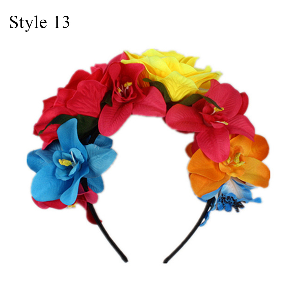 Haarreif Für Kostümpartys, Hochzeiten Und Cosplay - Polyester Blumenkranz - Picture 32 of 37