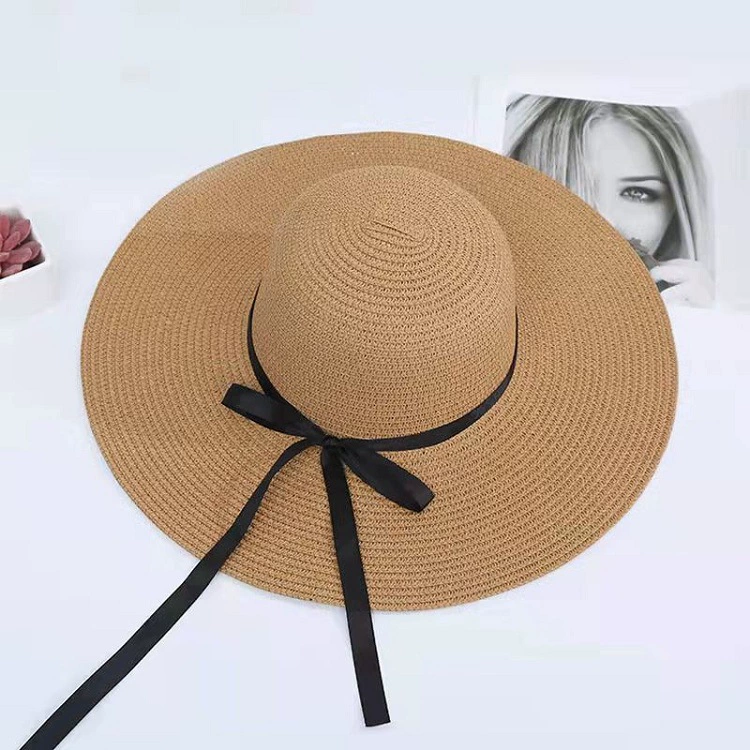 Floppy Foldable Ladies Women Straw Beach Sun Hat Summer Travel Wide Brim Cap - Picture 28 of 29