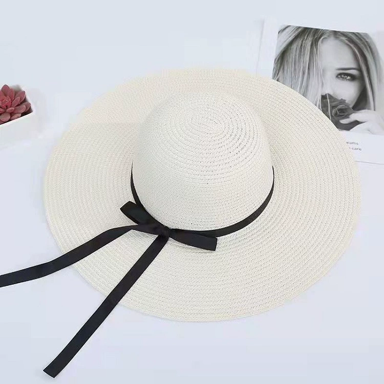 Floppy Foldable Ladies Women Straw Beach Sun Hat Summer Travel Wide Brim Cap - Picture 29 of 29