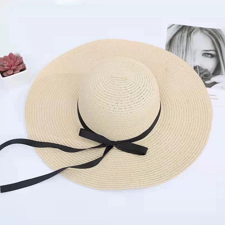 Floppy Foldable Ladies Women Straw Beach Sun Hat Summer Travel Wide Brim Cap